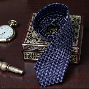 NWT Express Purple Black Pink Blue Geometric 100% Silk Necktie